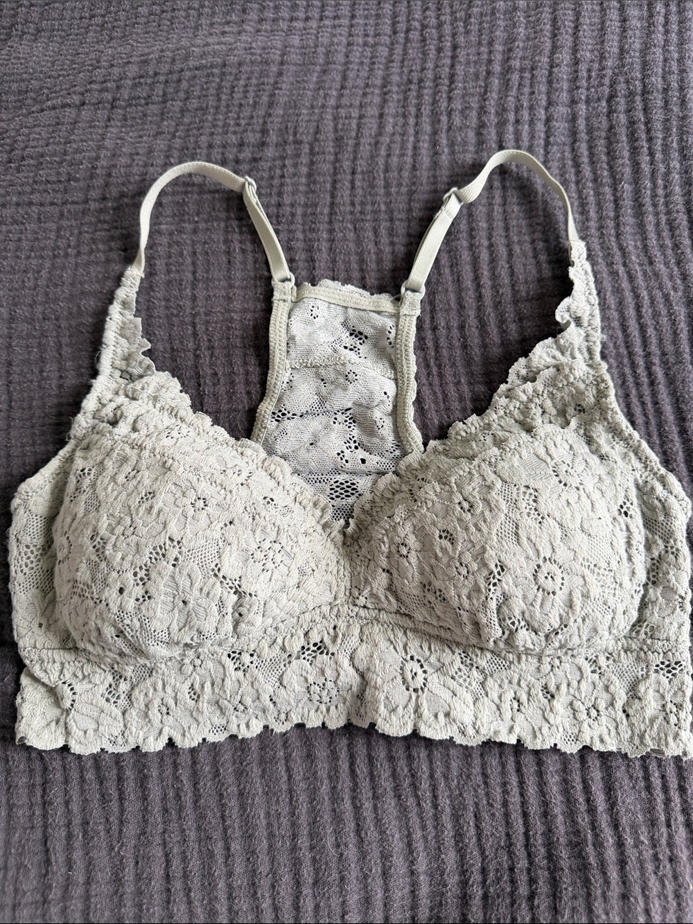 aerie Lace Racerback Bralette in sage green
